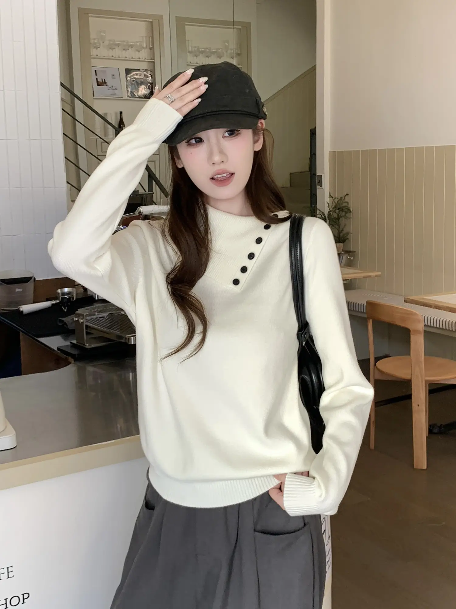 폴드 칼라 니트 상세 이미지 19