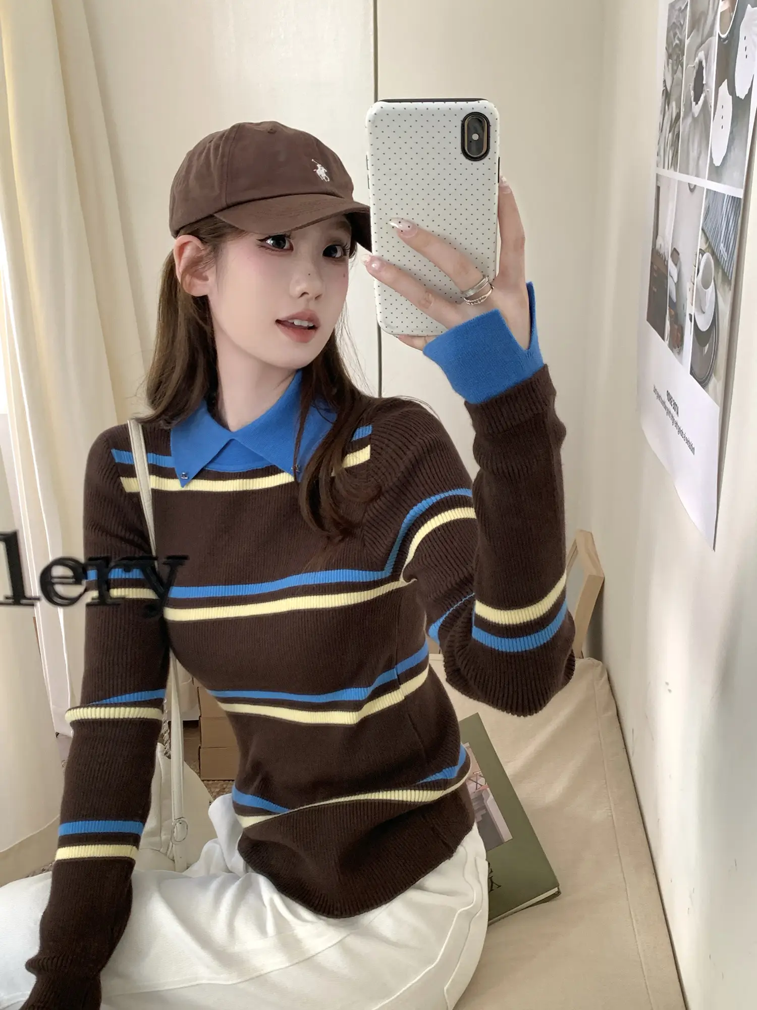 폴드 칼라 스트라이프 니트 상세 이미지 5
