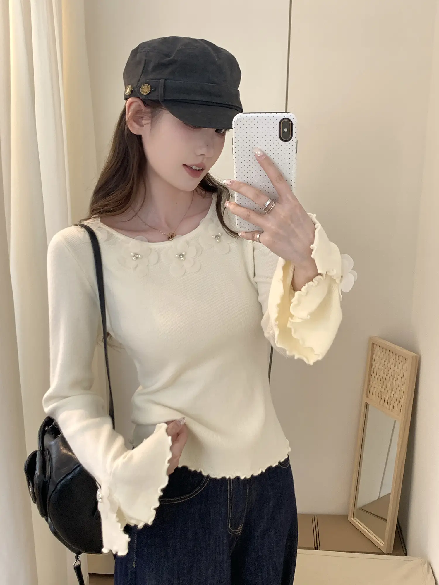 입체 플라워 디테일 니트 상세 이미지 1