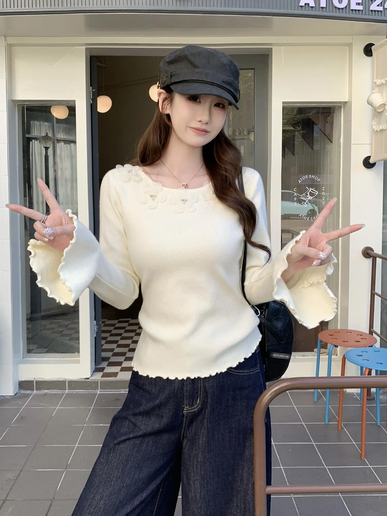 입체 플라워 디테일 니트 상세 이미지 12