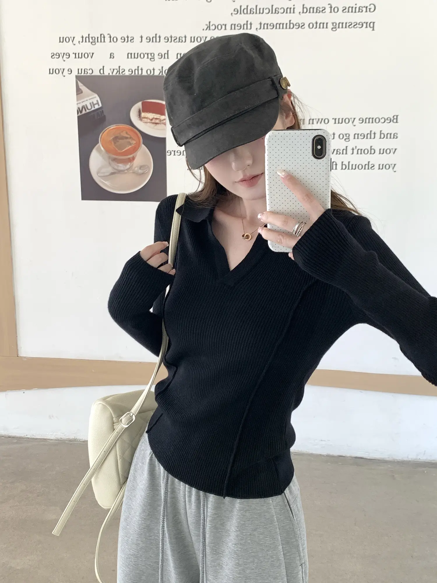 프렌치 폴로 칼라 니트 여성용