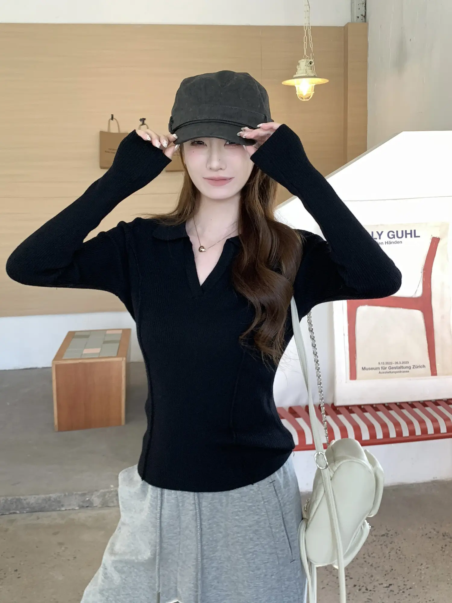 프렌치 폴로 칼라 니트 여성용 상세 이미지 12