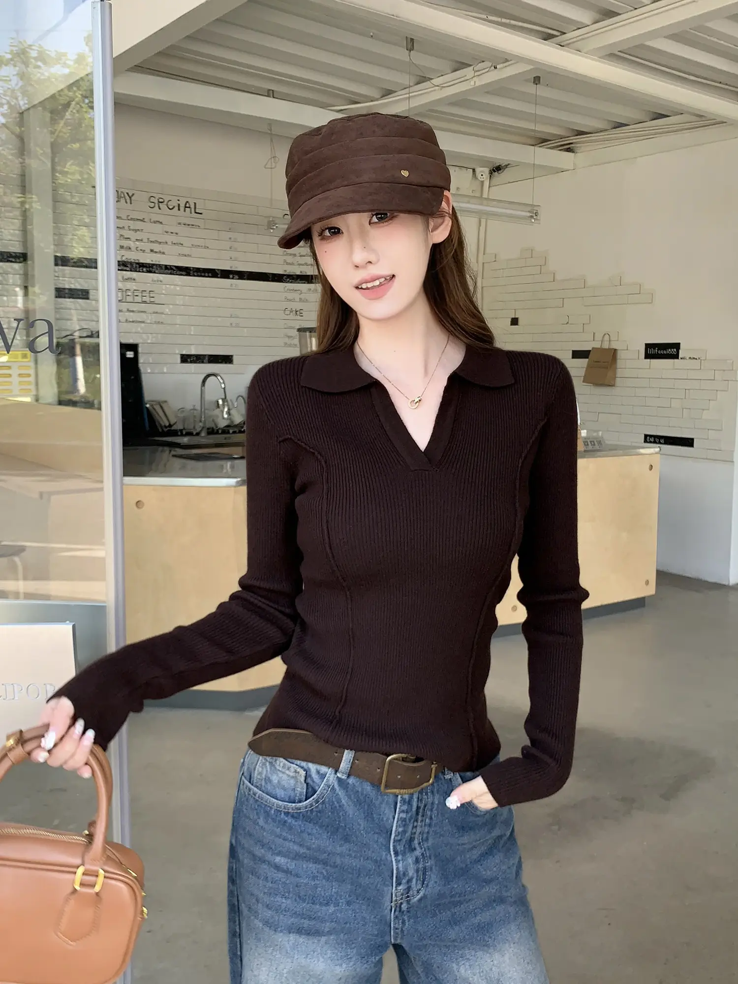 프렌치 폴로 칼라 니트 여성용 상세 이미지 19