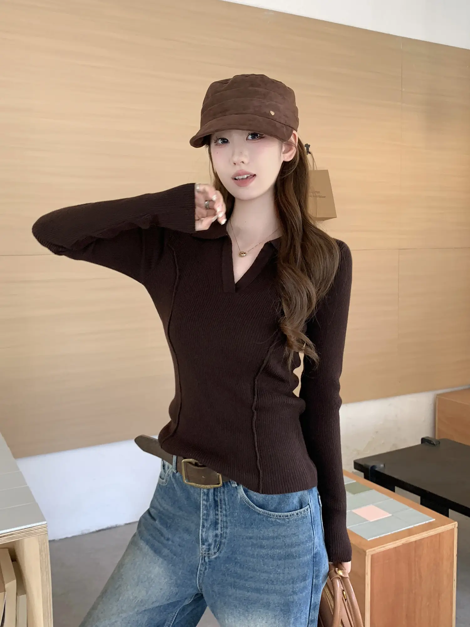 프렌치 폴로 칼라 니트 여성용 상세 이미지 22