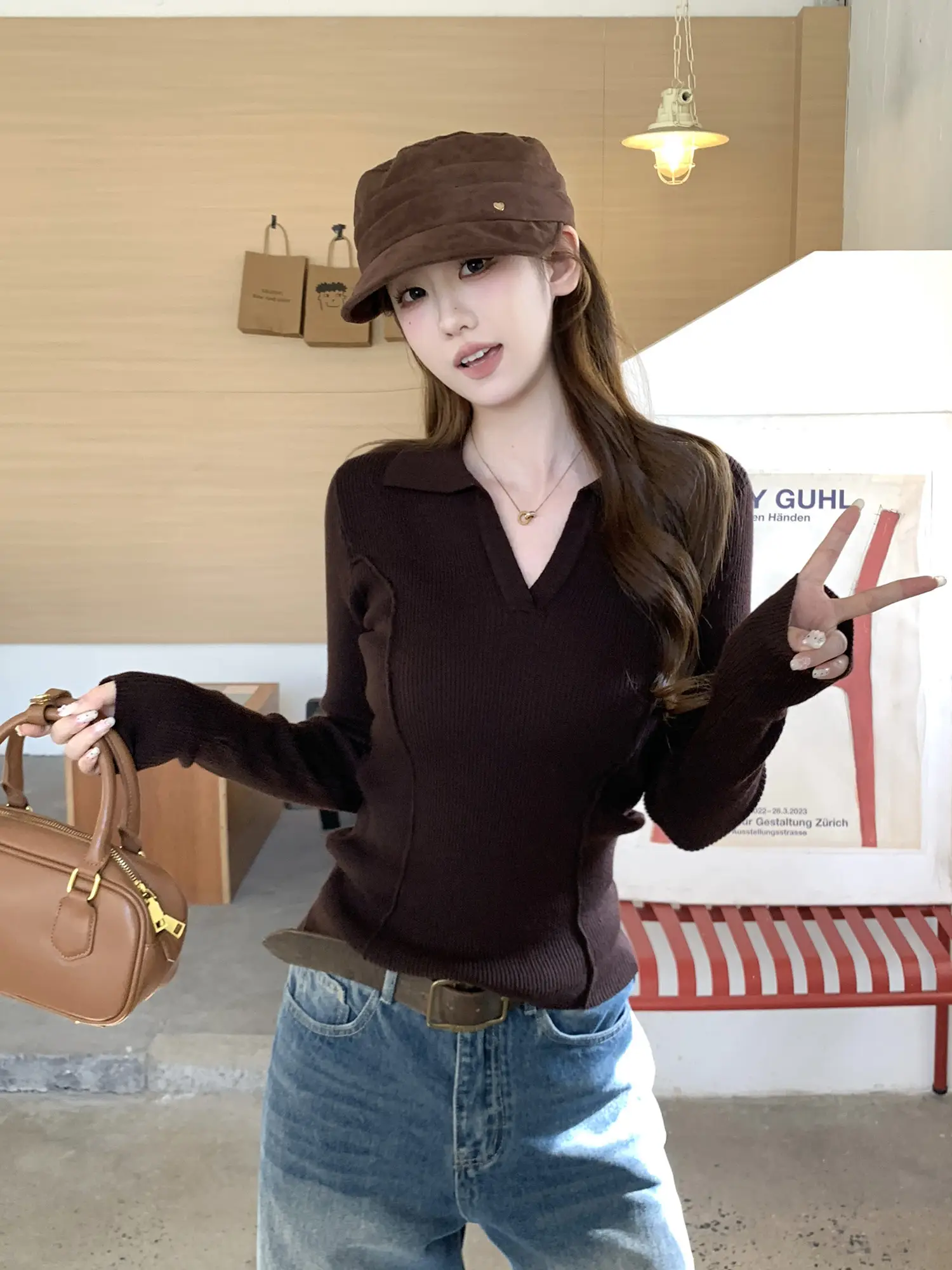 프렌치 폴로 칼라 니트 여성용 상세 이미지 23