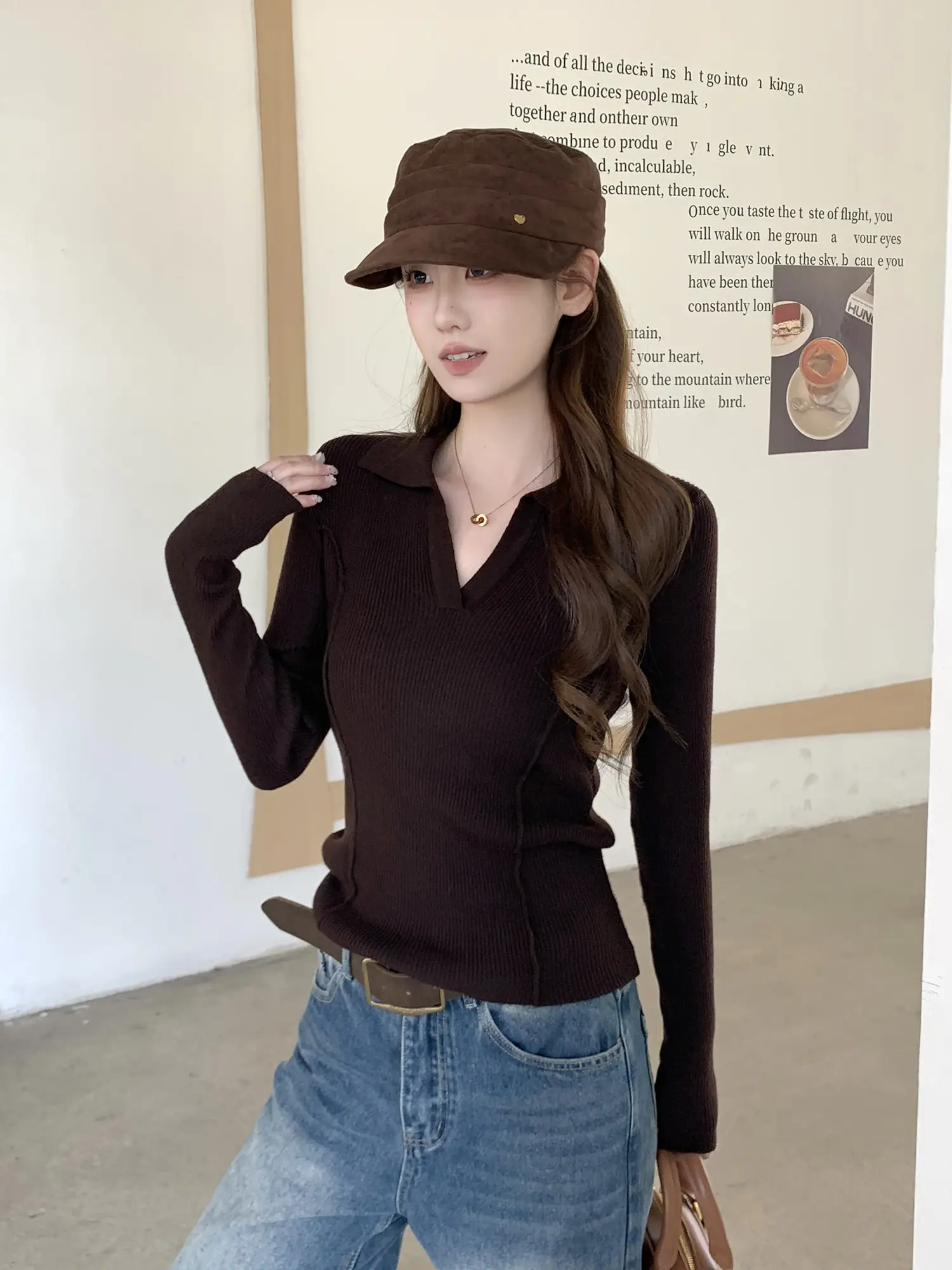 프렌치 폴로 칼라 니트 여성용 상세 이미지 25