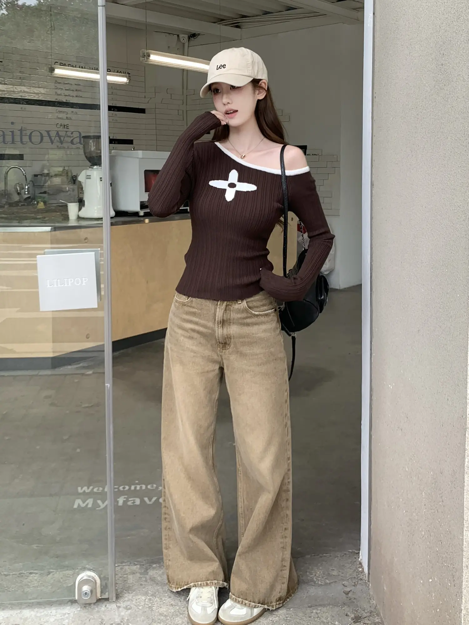 오프숄더 니트 티셔츠 상세 이미지 5