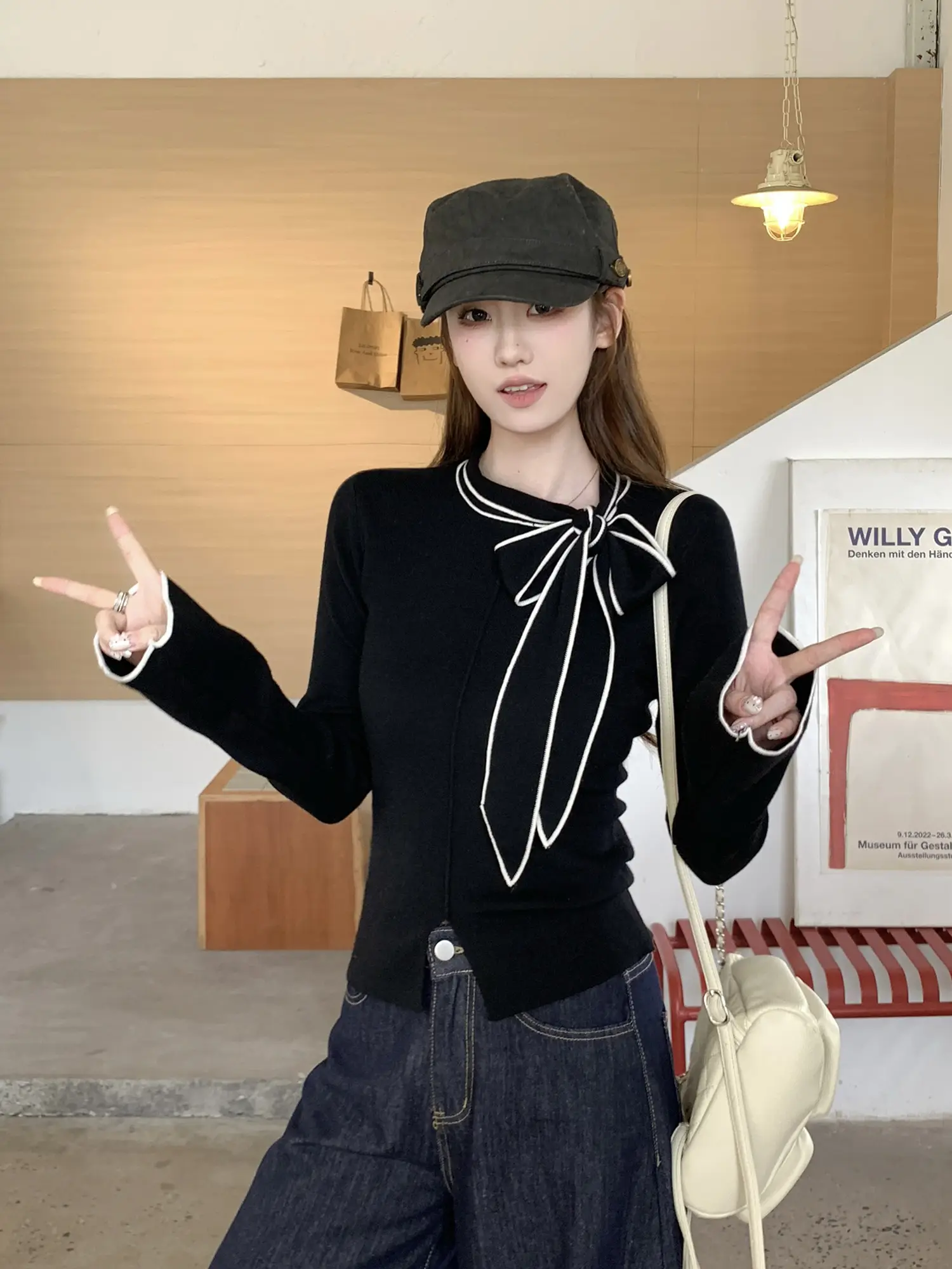 프렌치 리본 디테일 니트 상세 이미지 23