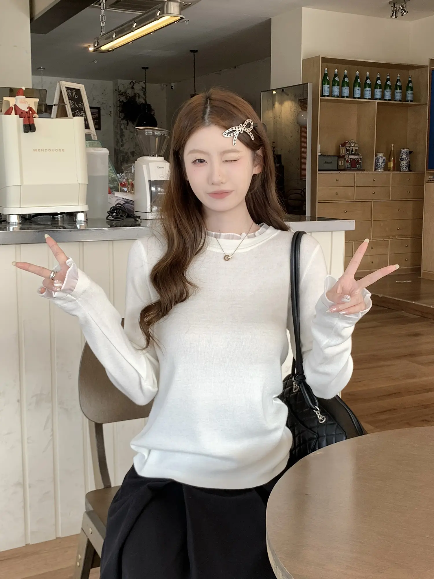 화이트 레이스 니트 여성용 상세 이미지 7