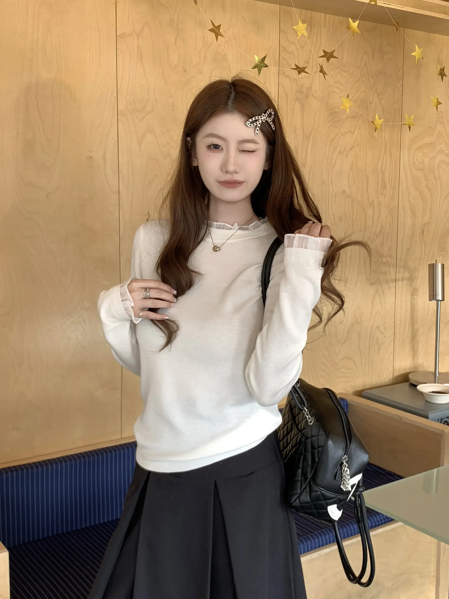 화이트 레이스 니트 여성용 상세 이미지 9