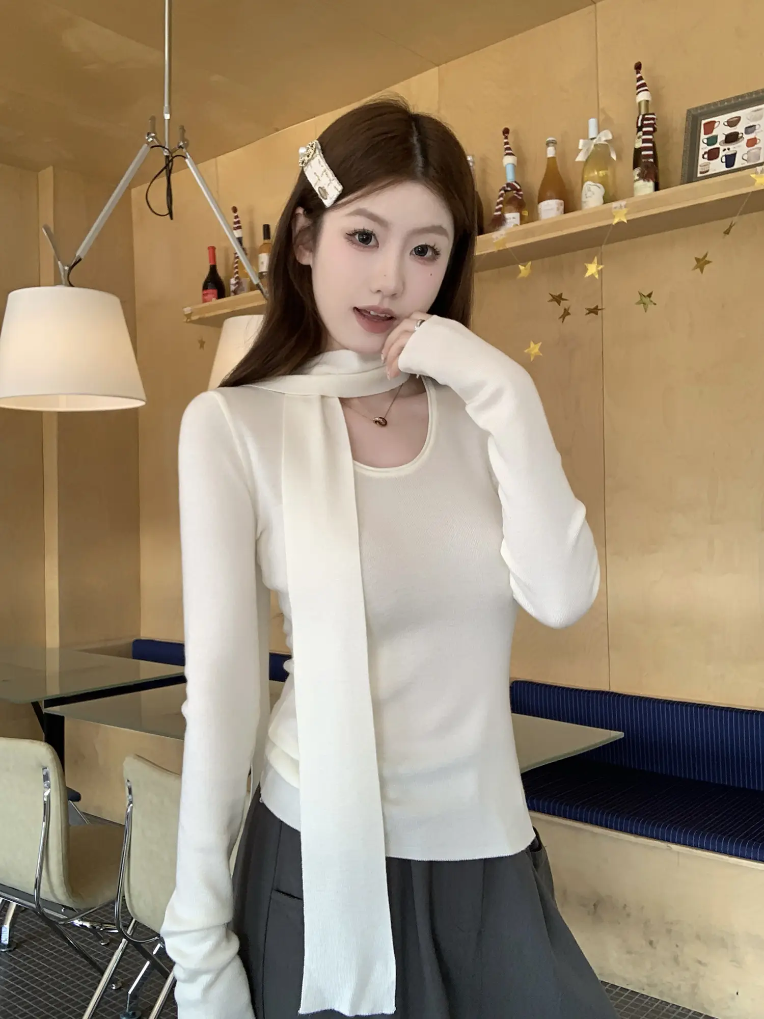 U넥 슬림 니트 상세 이미지 7