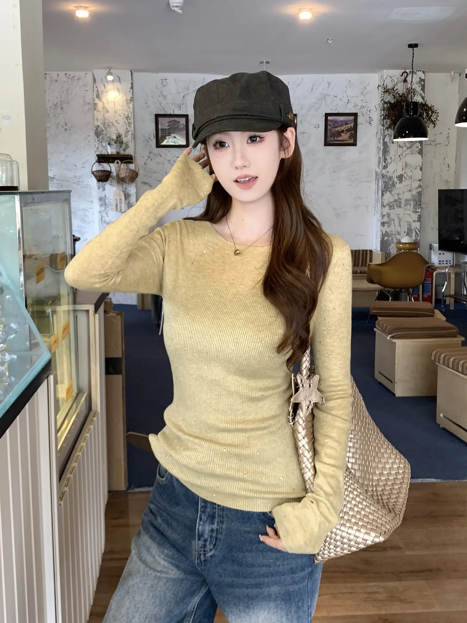 오프숄더 크리스털 니트 상세 이미지 24