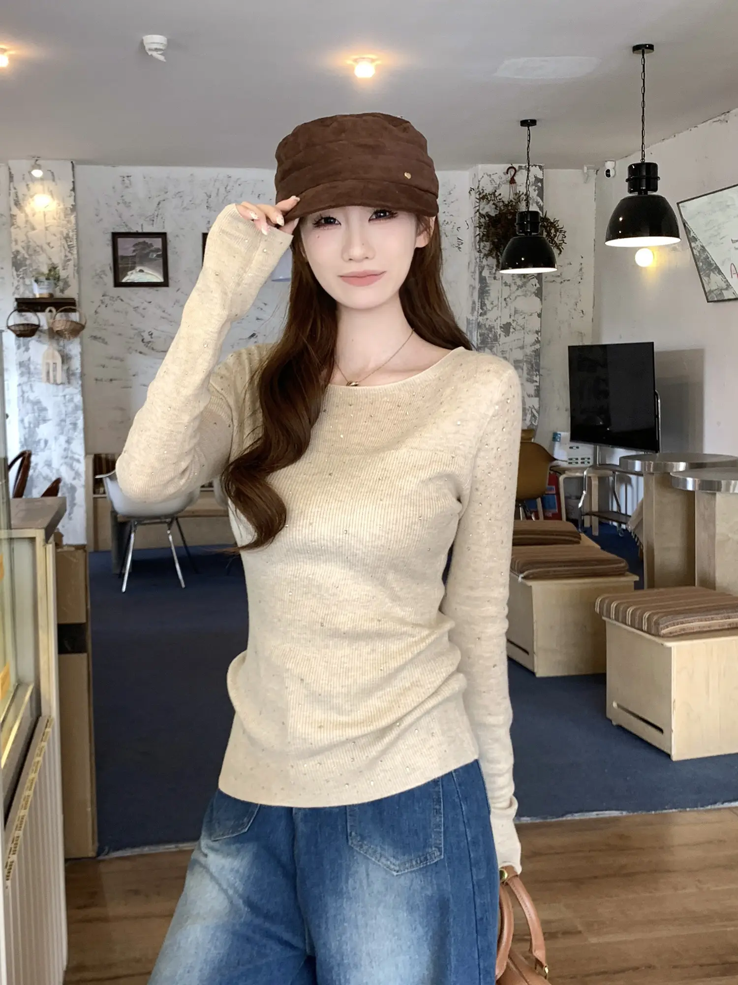 오프숄더 크리스털 니트 상세 이미지 36