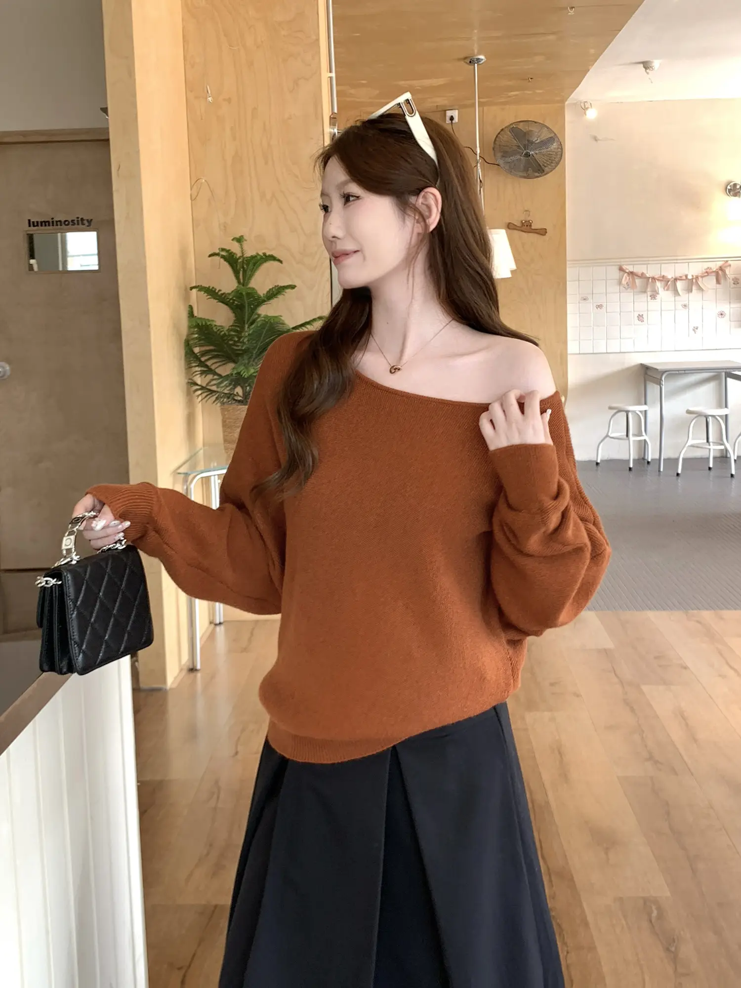 오프숄더 오렌지 니트 상세 이미지 10