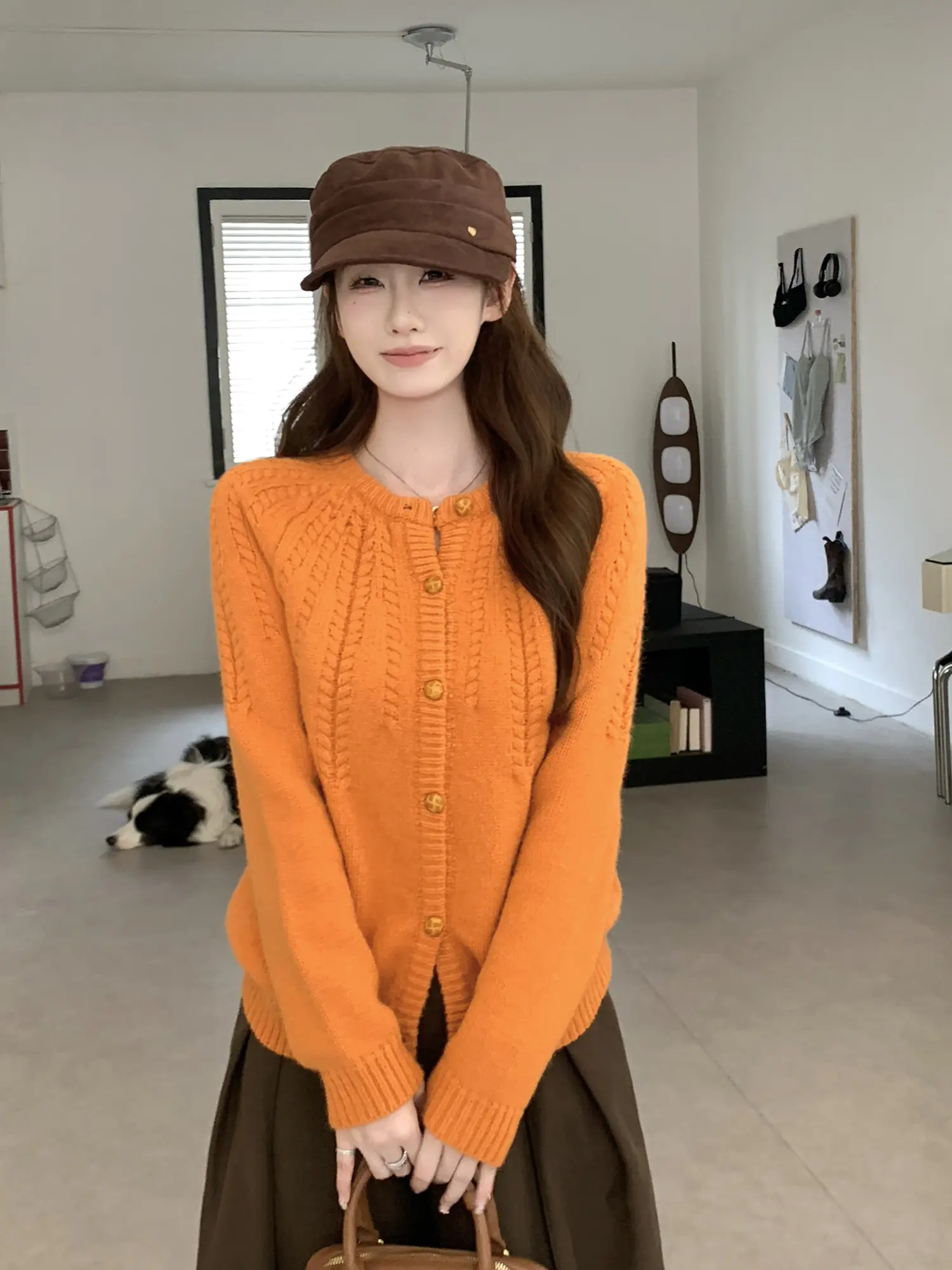 오렌지 루즈 니트 아우터 상세 이미지 8