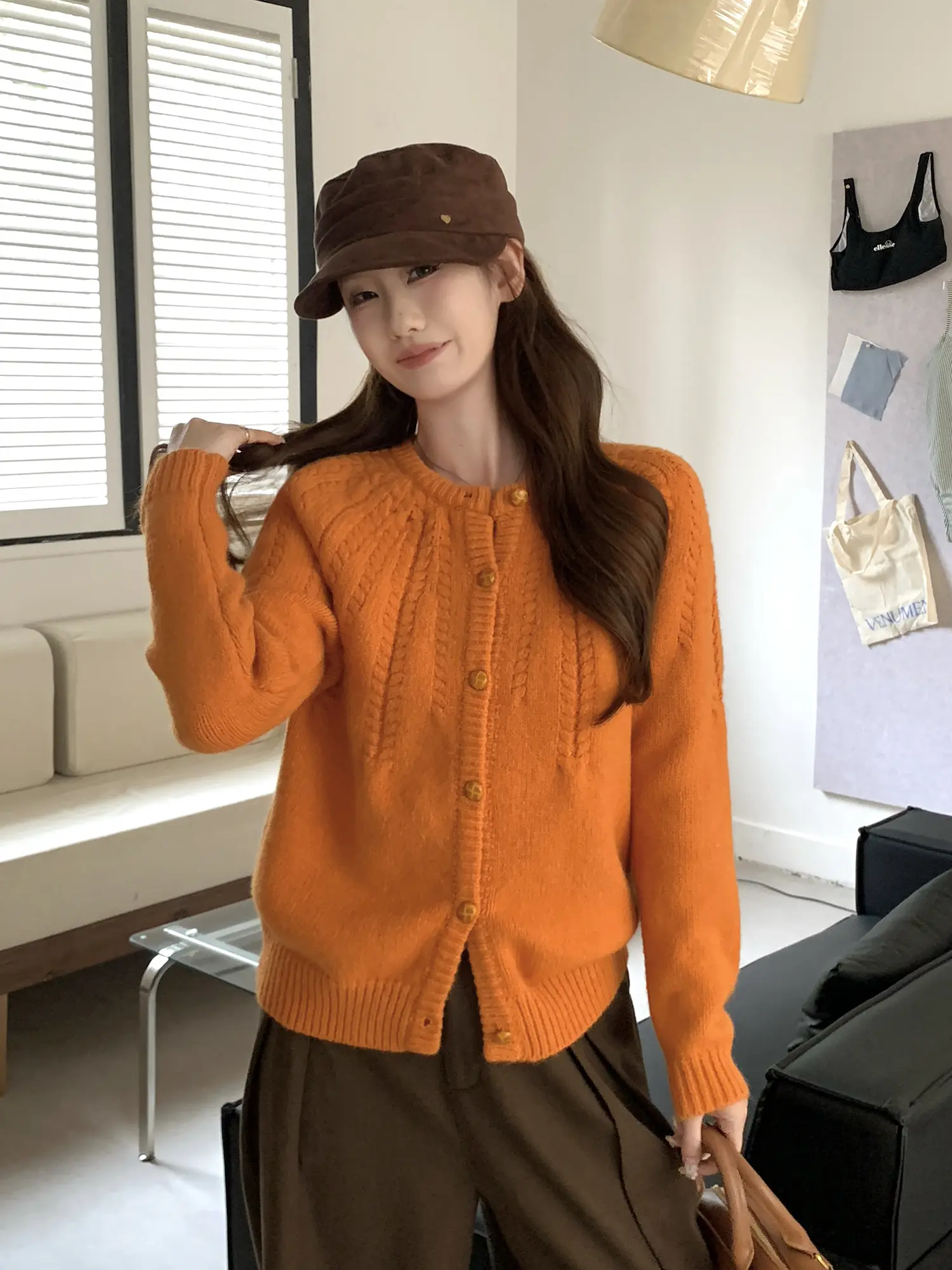 오렌지 루즈 니트 아우터 상세 이미지 10