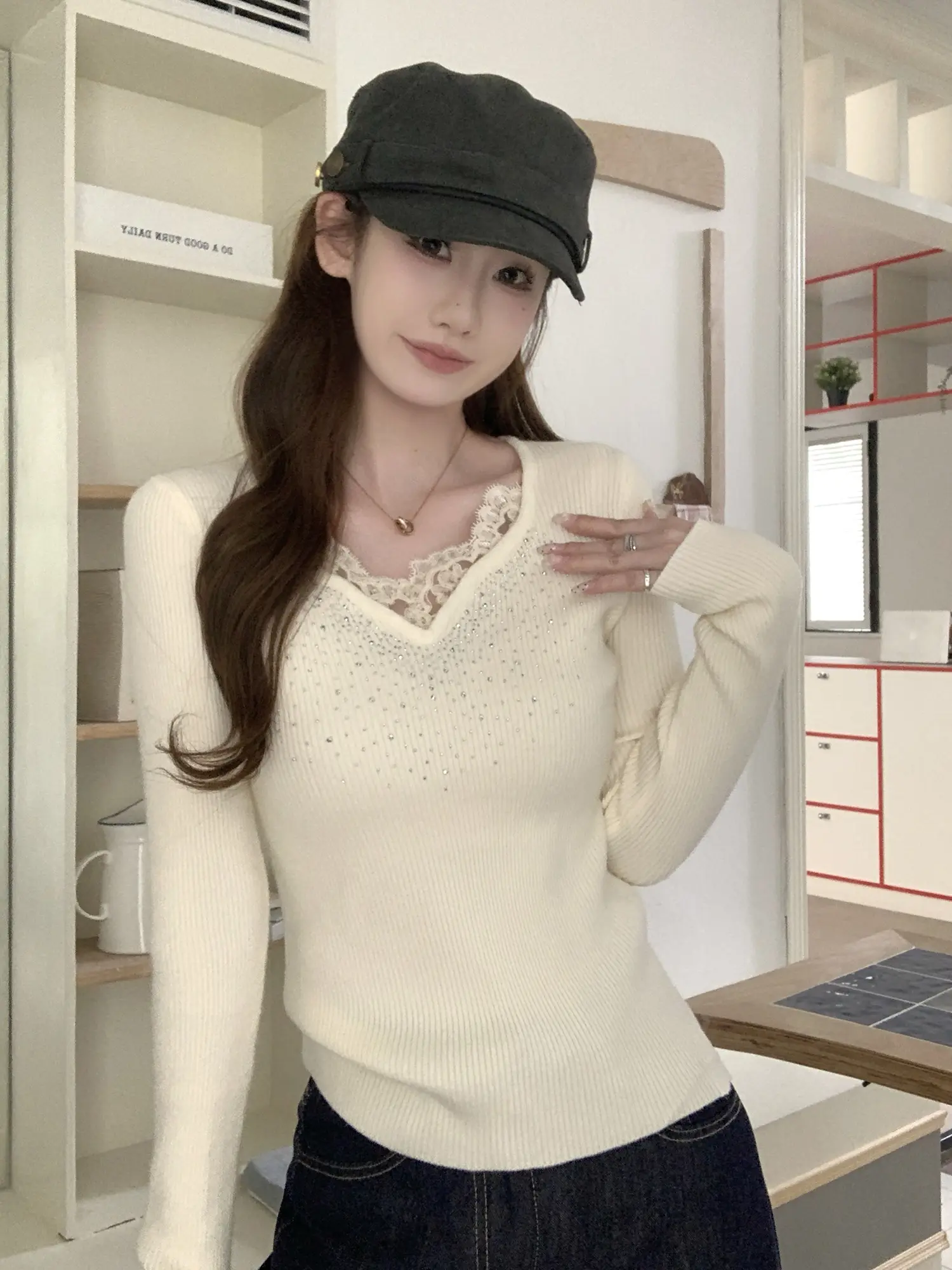 라인석 레이스 니트 상세 이미지 6