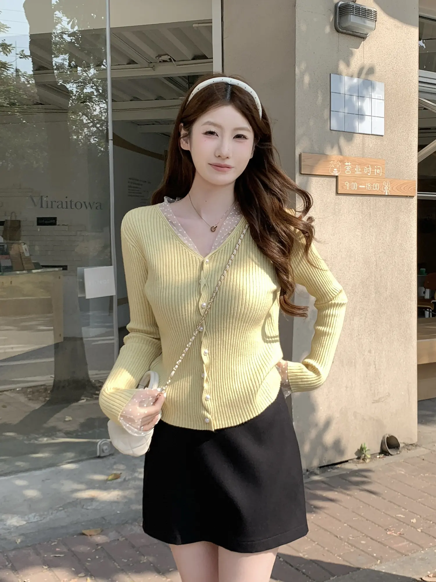 한국인기 V넥 긴소매 니트 가디건 상세 이미지 2