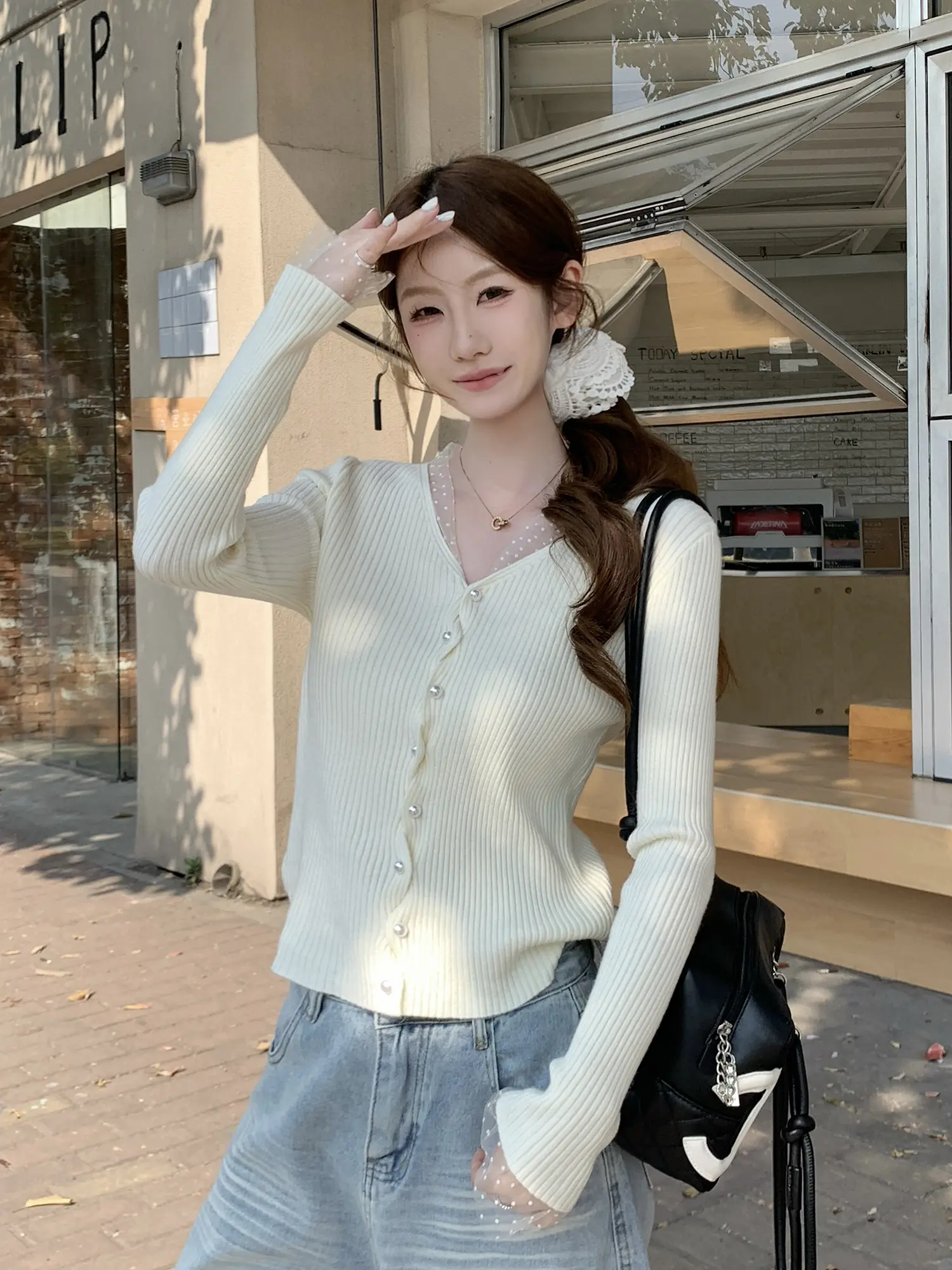 한국인기 V넥 긴소매 니트 가디건 상세 이미지 12