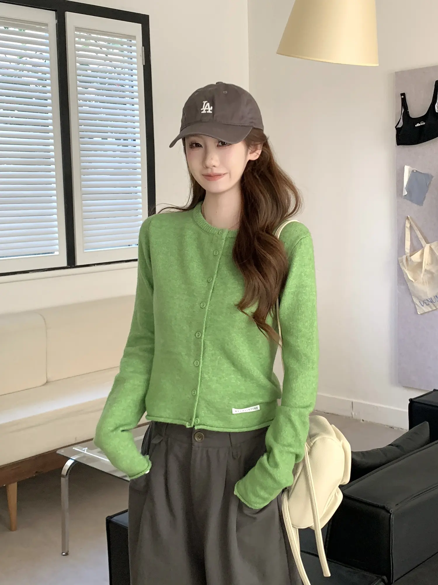 한국인기 그린 니트 가디건 상세 이미지 8