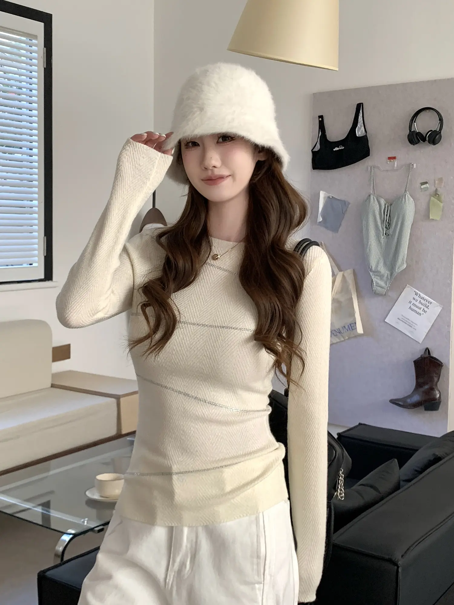 슬림 글리터 울 니트 상세 이미지 5