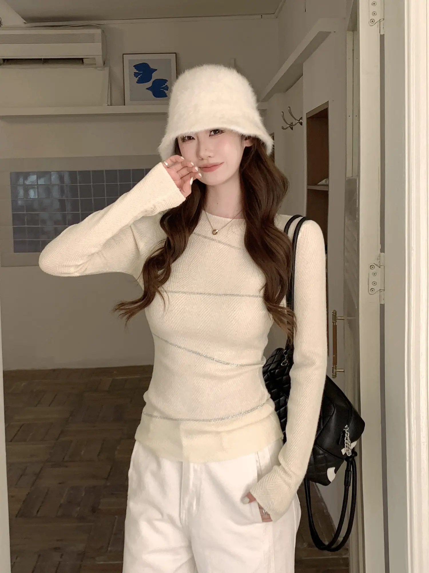 슬림 글리터 울 니트 상세 이미지 8