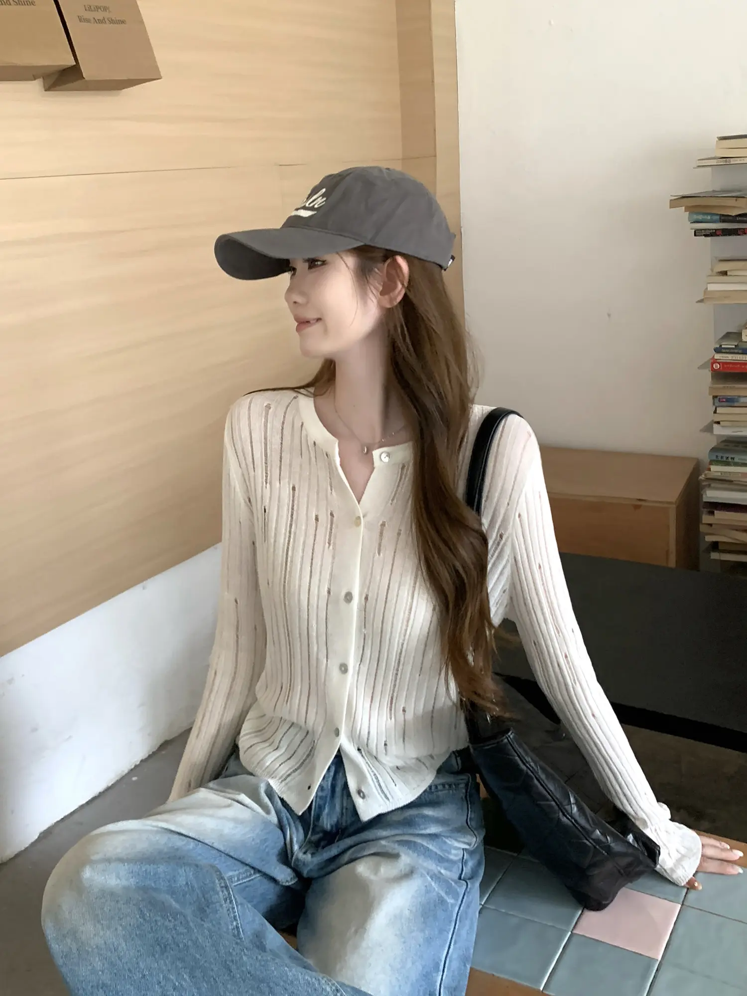 크로셰 니트 가디건 긴소매 티셔츠 상세 이미지 10