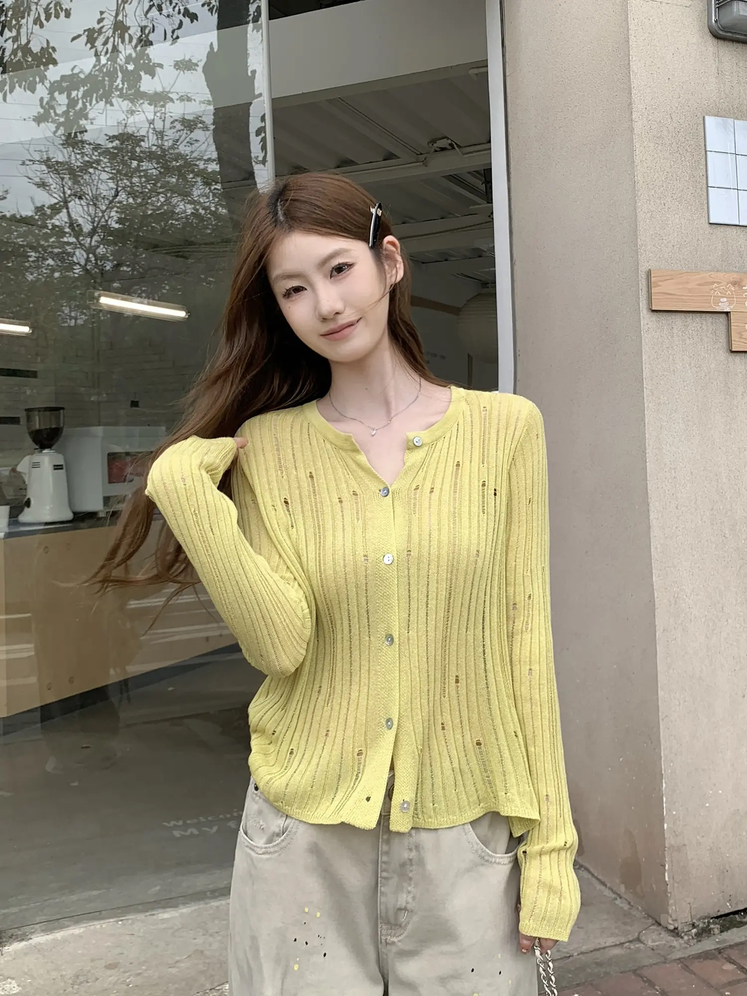 크로셰 니트 가디건 긴소매 티셔츠 상세 이미지 27