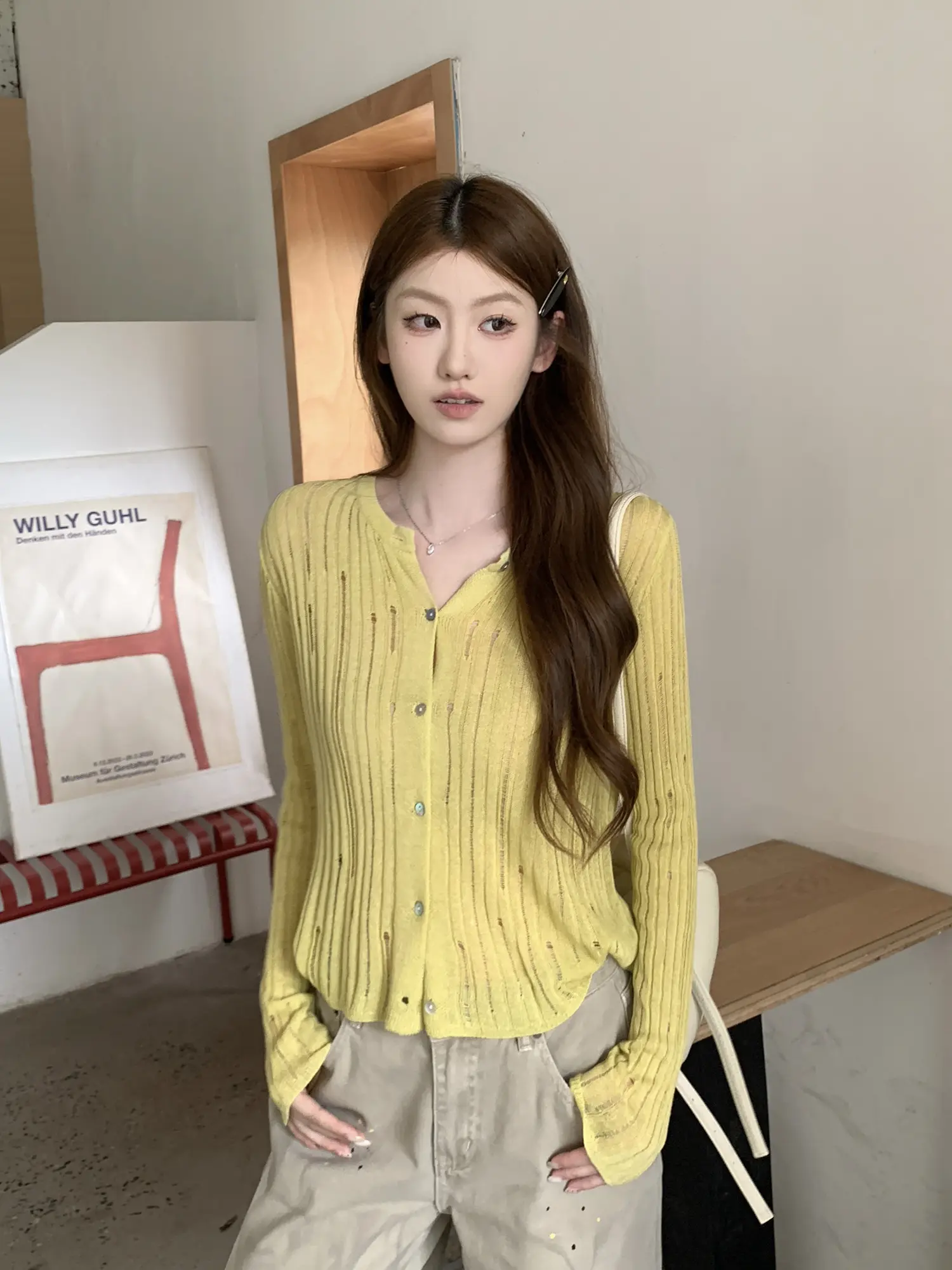 크로셰 니트 가디건 긴소매 티셔츠 상세 이미지 32