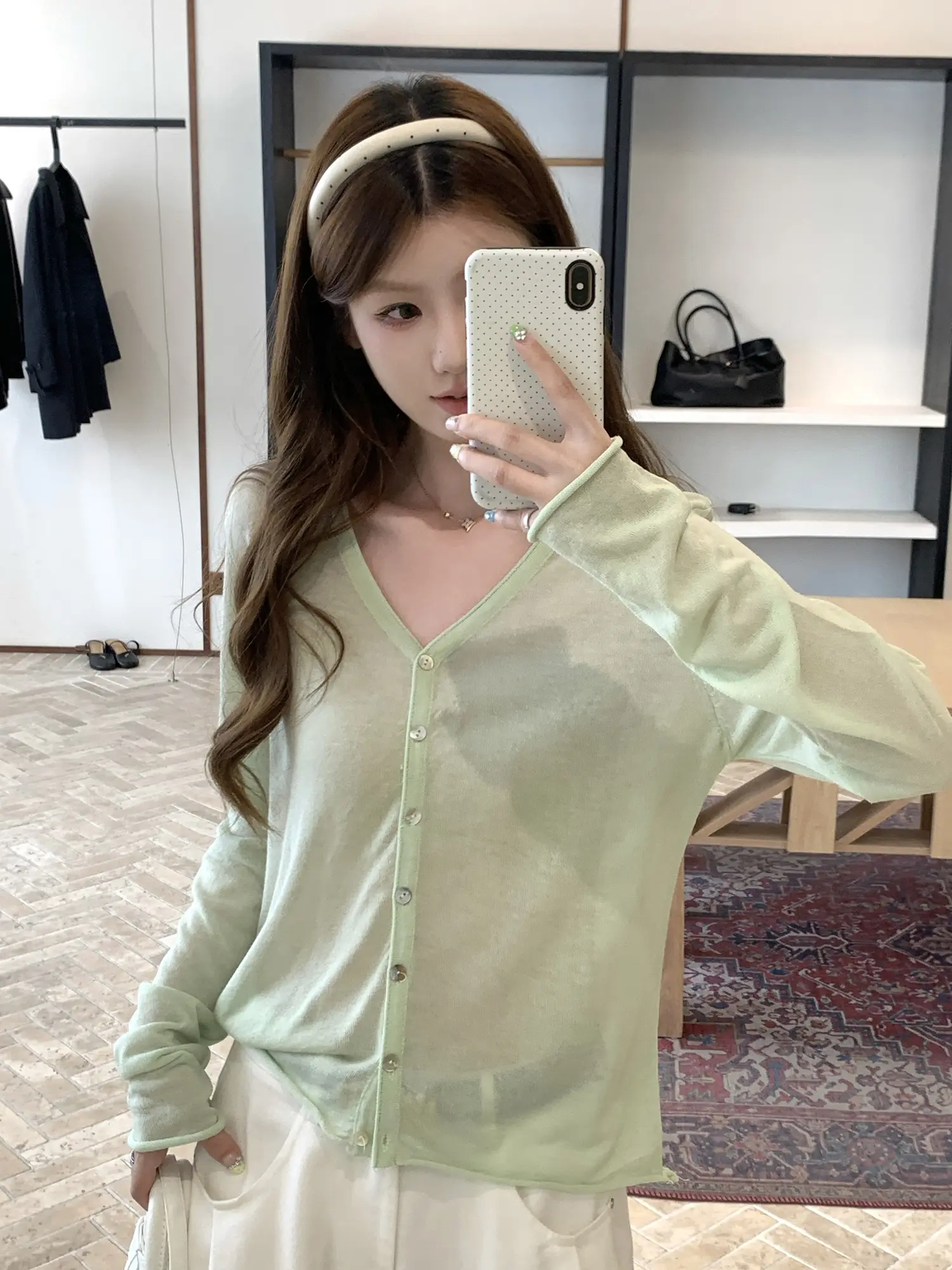 한국인기 루즈핏 자외선 차단 니트 가디건 상세 이미지 5