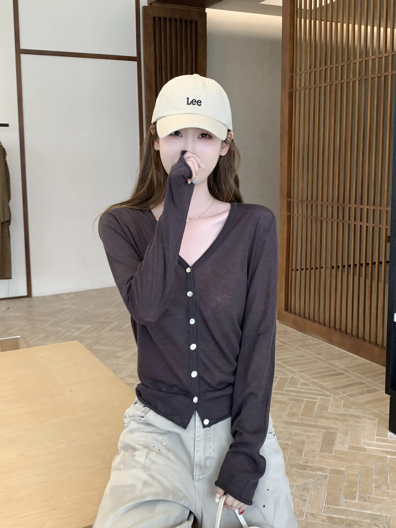 한국인기 루즈핏 자외선 차단 니트 가디건 상세 이미지 13