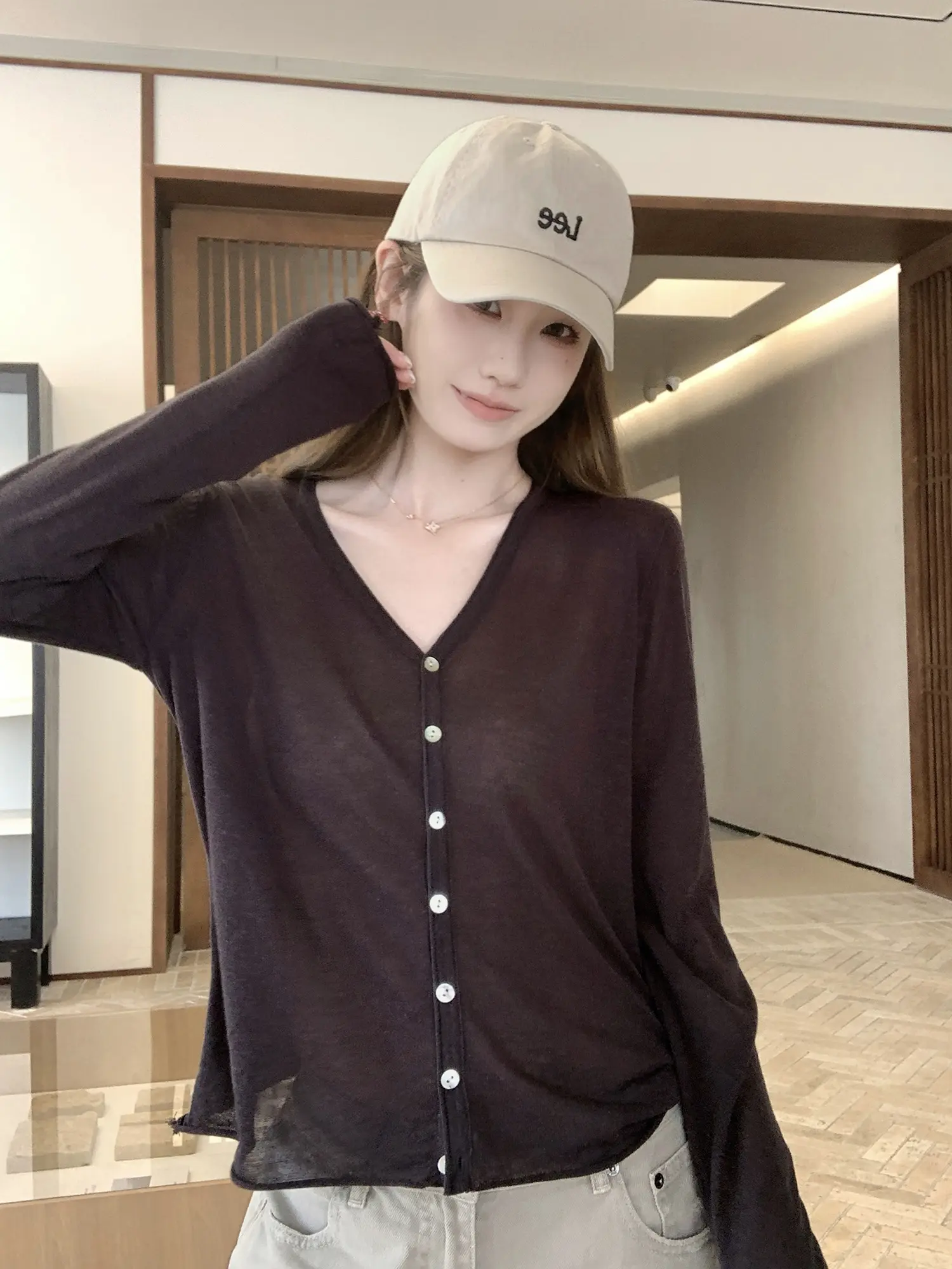 한국인기 루즈핏 자외선 차단 니트 가디건 상세 이미지 14