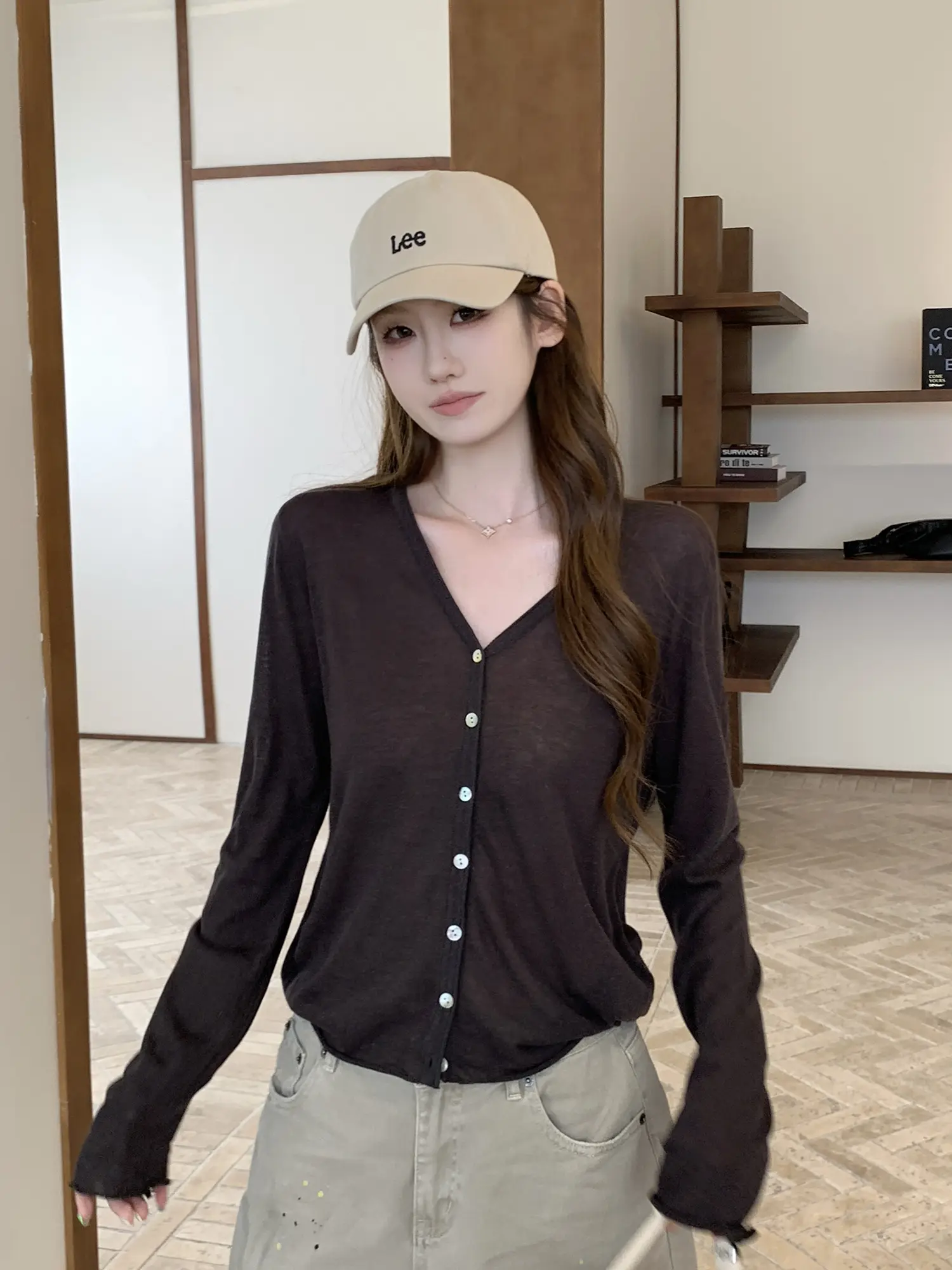 한국인기 루즈핏 자외선 차단 니트 가디건 상세 이미지 17