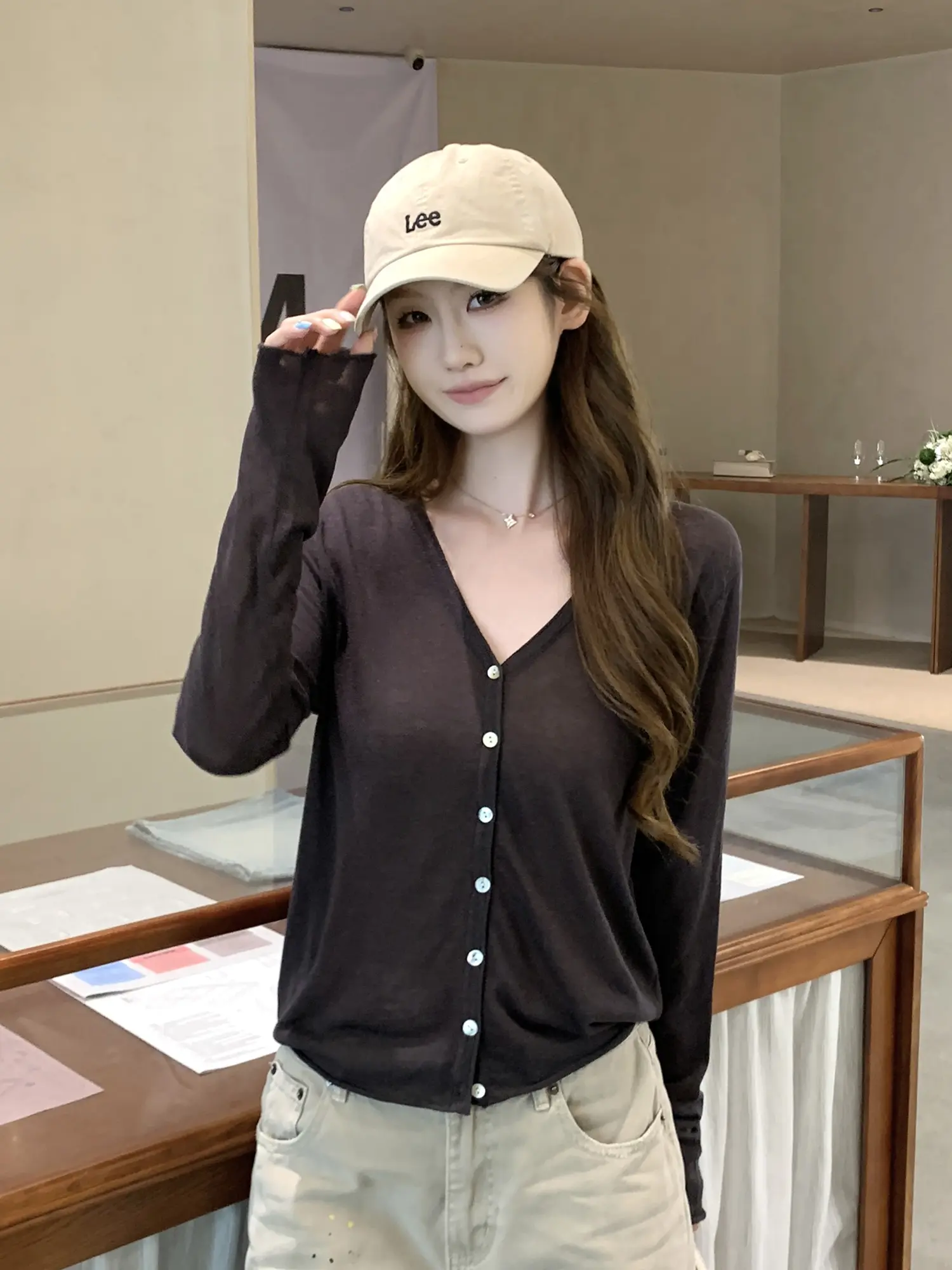한국인기 루즈핏 자외선 차단 니트 가디건 상세 이미지 19