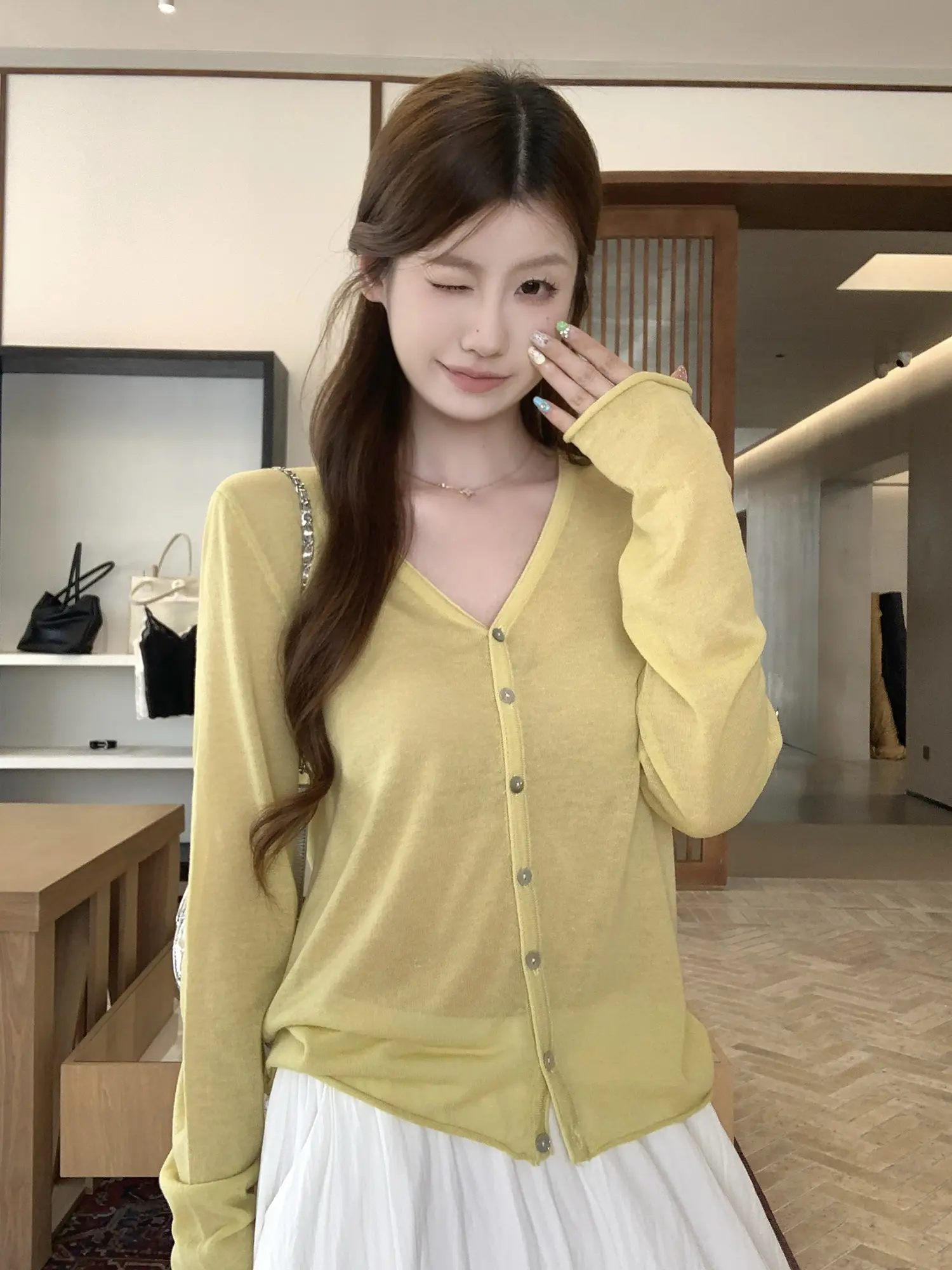 한국인기 루즈핏 자외선 차단 니트 가디건 상세 이미지 24