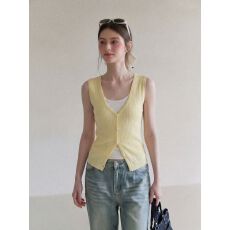 批发温柔风撞色假两件无袖针织背心女夏季款漂亮修身上衣
