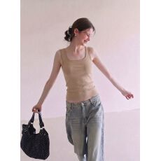 批发针织吊带小背心女夏季内搭U领修身显瘦百搭美背外穿打底无袖上衣