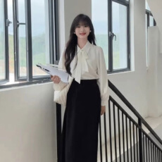 批发蝴蝶结<b class='q'>衬衫</b>女设计感小众新款春秋别致高级感长袖<b class='q'>OL</b>上衣