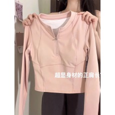 批发长袖瑜伽服女运动跑步健身自带胸垫<b class='q'>t</b><b class='q'>恤</b>