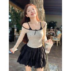 批发随心裁<b class='q'>莫代尔</b>260克1*1性感露肩打底t恤女吊带背心<b class='q'>套装</b>