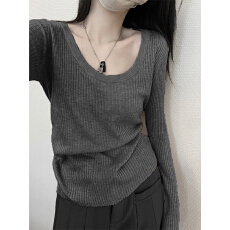 批发秋装2024年新款长袖针织<b class='q'>上衣</b>内搭低领<b class='q'>打底</b>衫女秋冬款今年流行小衫