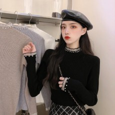 批发内搭<b class='q'>打底衫</b>女秋冬毛衣2025年新款百搭上衣<b class='q'>高领</b>冬季洋气黑色针织衫