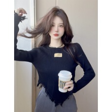 批发设计感小众<b class='q'>针织衫</b>早秋季法式别致独特短款流苏<b class='q'>不规则</b>长袖上衣女装