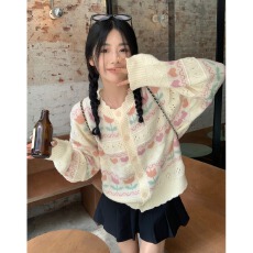 批发秋季2025年新款针织毛衣早秋开衫<b class='q'>外套</b>女装长袖设计感chic上衣甜辣