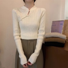 国风半高领毛衣女秋冬2025新款爆款设计感小众紧身套头内搭打底衫