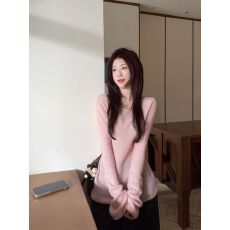 批发纯色高级感气质针织<b class='q'>罩衫</b>2025早春新款百搭修身显瘦长袖上衣