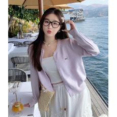 批发紫色开衫针织外套女2025新款毛衣早秋高级感外搭<b class='q'>罩衫</b>韩系穿搭上衣