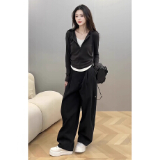 批发人棉8安纶<b class='q'>欧美风</b>半高领假两件长袖<b class='q'>T</b><b class='q'>恤</b>女春款上衣