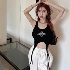 批发已出货 <b class='q'>莫代尔</b>面料 260克 纯欲风吊带<b class='q'>背心女</b>不规则