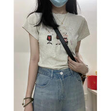 批发已出货 92棉/8氨纶40支210g纯棉 修身短款T恤女短袖